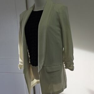 Bar III Cream Open-Front Women's Blazer with Ruched Sleeves
